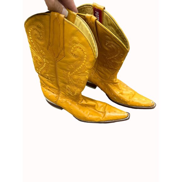 Potrero men’s leather orange western cowboy boots shoes size 8 SKU 4283 main image 16